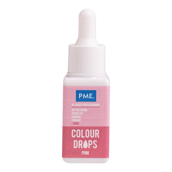 PME Colour Drops - Oljebaserad livsmedelsf�rg - Rosa - 20 ml