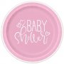 Papptallrikar - Baby Shower - Rosa Hjrtan - 8-pack