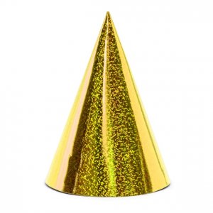 Partyhattar - Holographic - Guld - 6-pack