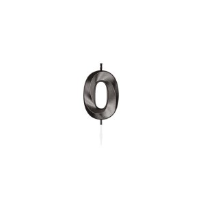 T�rtljus - Metallic Svart - Siffra 0 - 6 cm