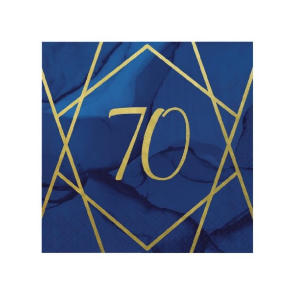 Servetter 70 �r Marinbl� & Guld