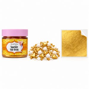 Nyårs-paket Guld - Drinkglitter, strössel och bladguld Nyårs-paket Guld - Drinkglitter, strössel och bladguld