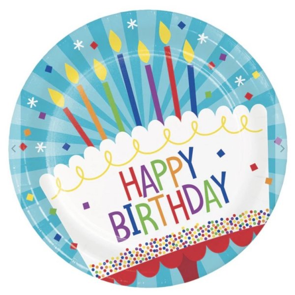 Papperstallrikar T�rta Happy Birthday