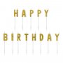 Trtljus - Happy Birthday - Guldglitter