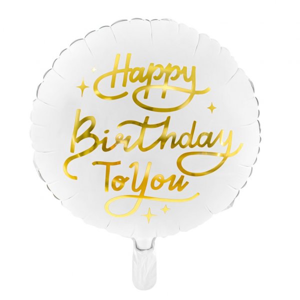 Folieballong - Happy Birthday to you - Vit/Guld Folieballong - Happy Birthday to you - Vit/Guld