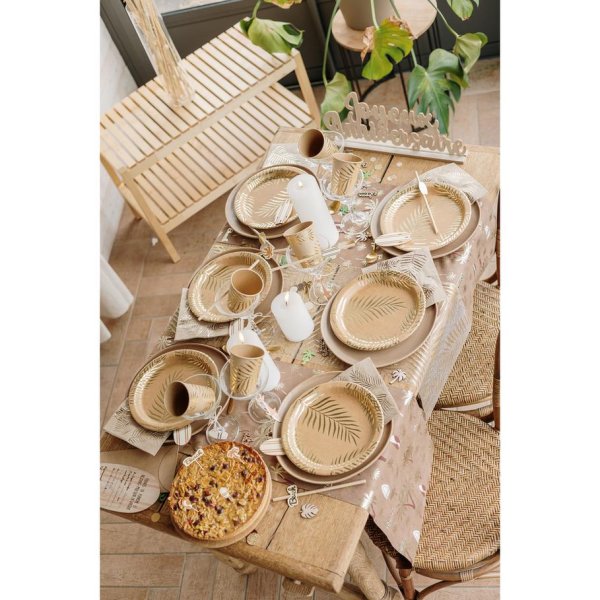 Servetter - Palmblad - Brun och Guld - 16-pack