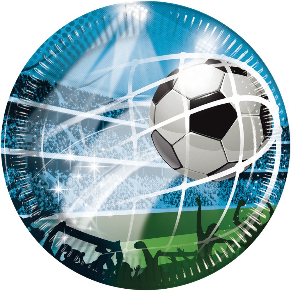 Papptallrikar Fotboll 23 cm 8-pack – Papptallrikar till kalas