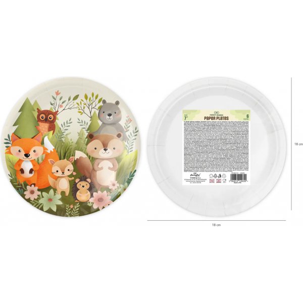 Papptallrikar - Skogens vänner - 18 cm - 6-pack Papptallrikar - Skogens vänner - 18 cm - 6-pack