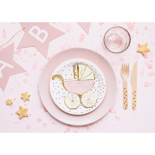 Servetter - Barnvagn - Ljusrosa/Guld - 20-pack Servetter - Barnvagn - Ljusrosa/Guld - 20-pack