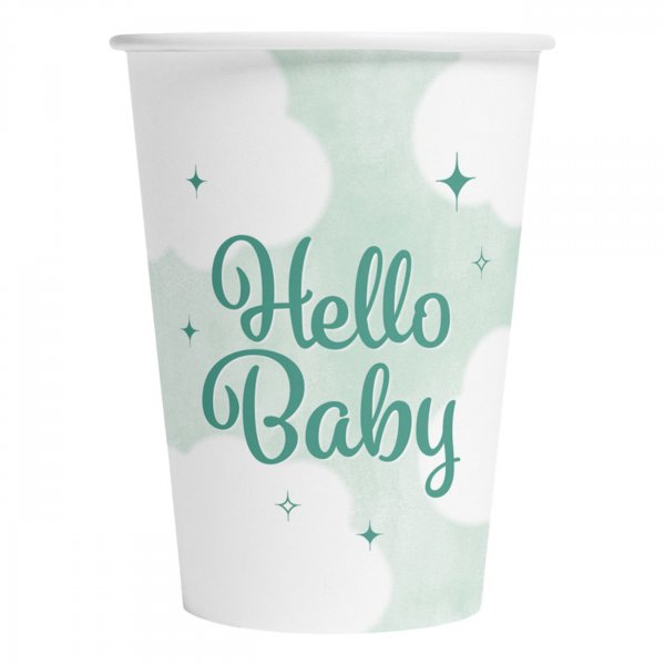 Pappmuggar Hello Baby mintgr�n 8-pack