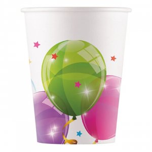 �terbruksbara plastmuggar - Ballonger - 250ml - 4-pack
