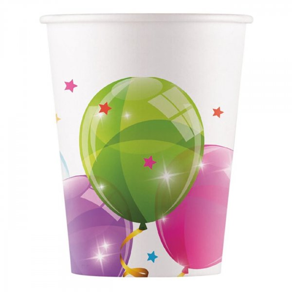 �terbruksbara plastmuggar - Ballonger - 250ml - 4-pack