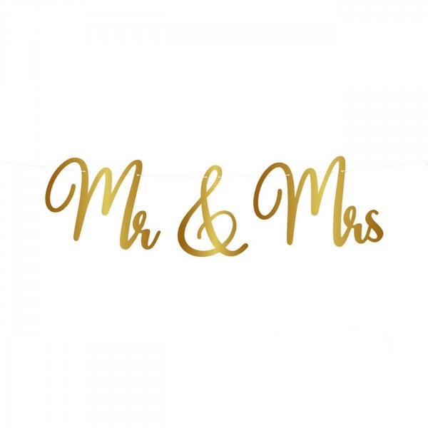 Bokstavsgirlang - Mr & Mrs - Guldf�rgad - 2 meter