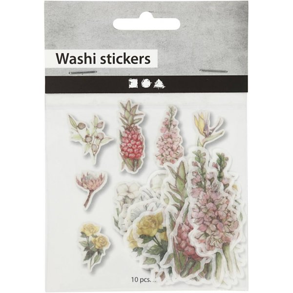 Washi stickers - blommor - stl. 25-60 mm - 30 st Washi stickers - blommor - stl. 25-60 mm - 30 st
