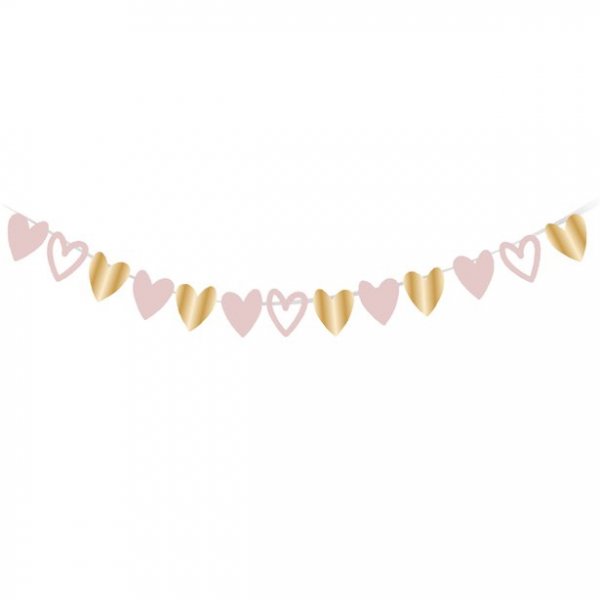 Girlang - Hj�rtan - Rosa/Guld - 2m