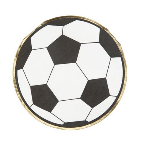 Servetter med fotboll - Svart - 16-pack
