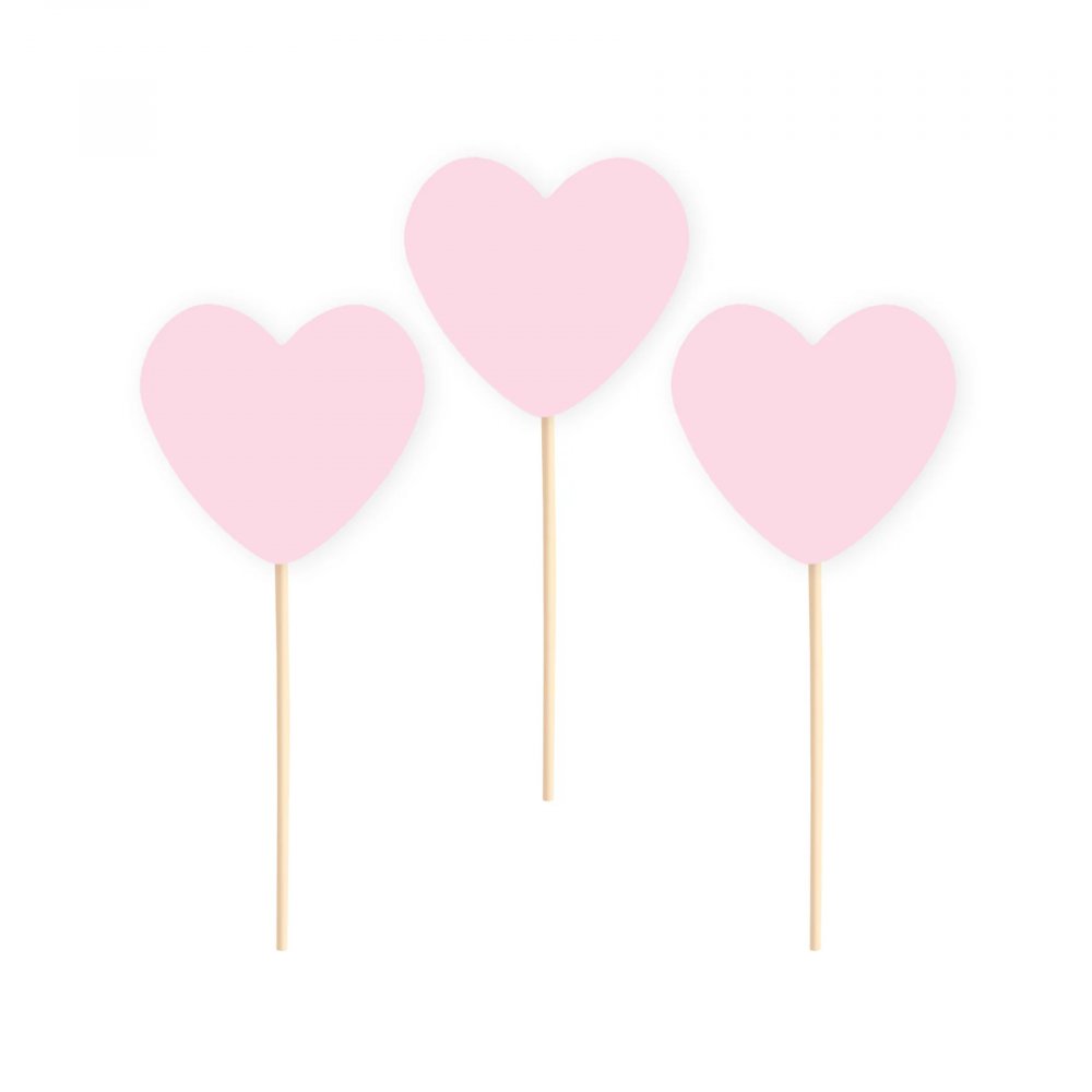 Cake picks - Rosa hjärtan - 6 st - Cake Picks till Baby Shower, Baby Shower