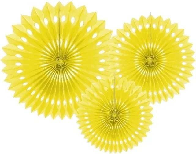Pin wheels – 3-pack – Gula – Hängande, Baby Shower-dekorationer, Baby Shower