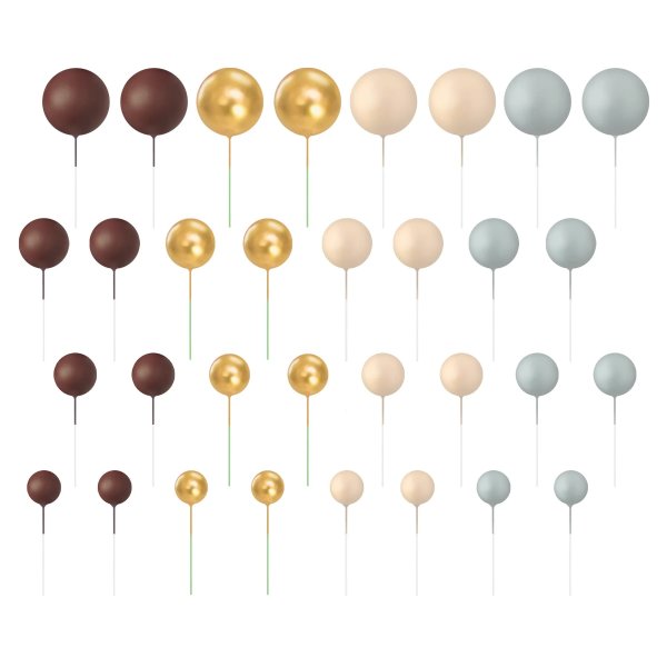 Tårtdekorationer/Cake topper - Bollar - Guld, Brun, Nude, Grå - 32 st Tårtdekorationer/Cake topper - Bollar - Guld, Brun, Nude, Grå - 32 st