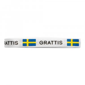 Sidenband - Sverige - Vitt med svenska flaggan - 5m