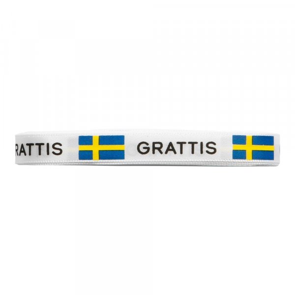 Sidenband - Sverige - Vitt med svenska flaggan - 5m