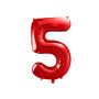 Sifferballong - R�d - 86cm - Siffra: 5