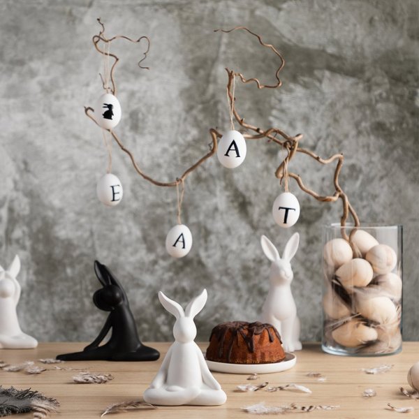 Dekorationsägg - Happy Easter - Svart/Vit - 12-pack Dekorationsägg - Happy Easter - Svart/Vit - 12-pack