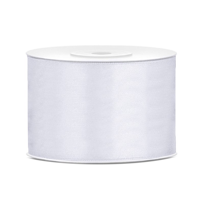 Satinband - 25 m - Vitt - Bredd: 50 mm - Satinband, Band & Snören till bröllop