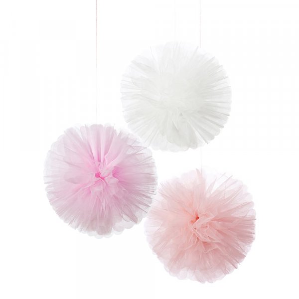 Pom Poms - Tyll - We Love Pink - 3-pack