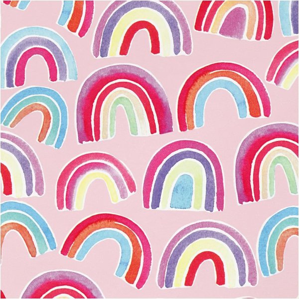 Presentpapper - Regnbgar - Rosa