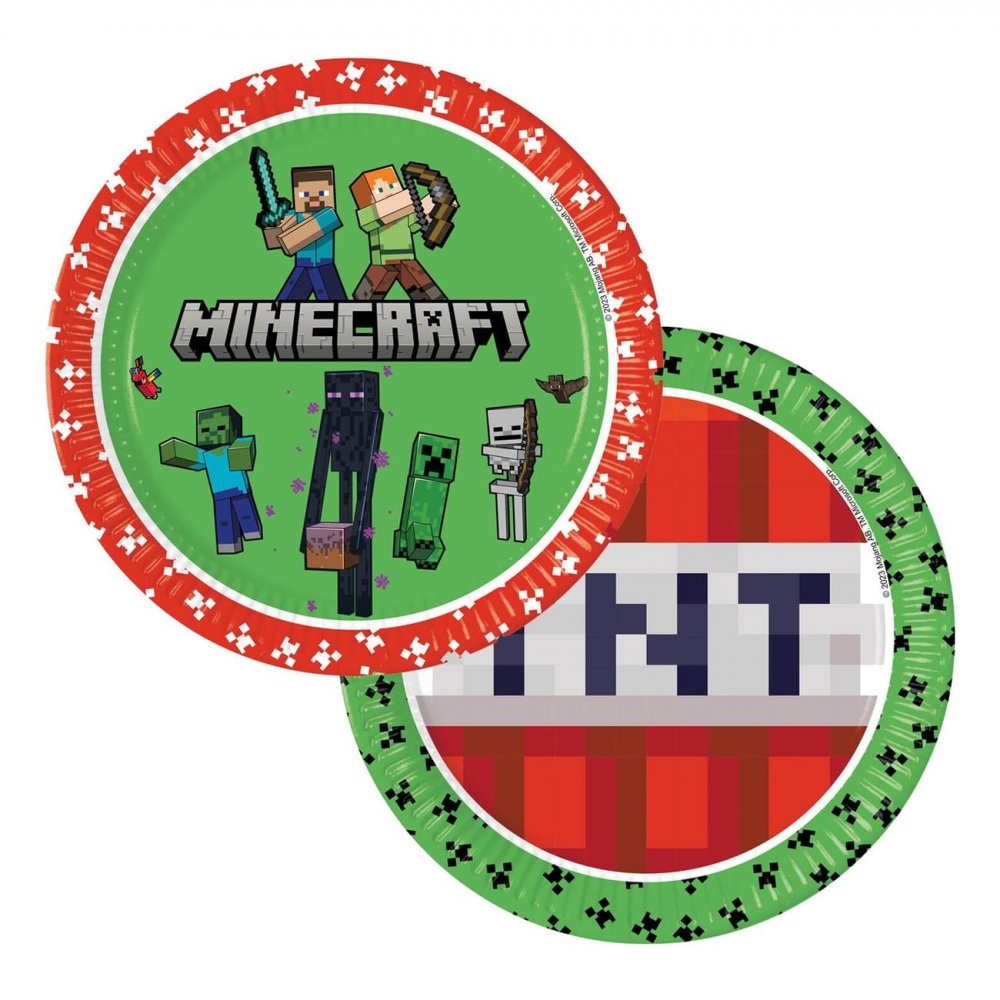 Papptallrikar Minecraft 23 cm – 8-pack – Papptallrikar till kalas