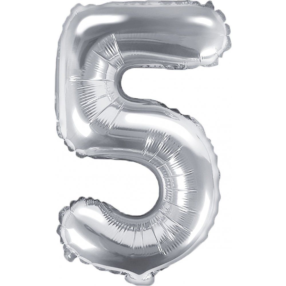 Sifferballong – Silver – 35 cm – Siffra: 5 – Sifferballonger, Ballonger