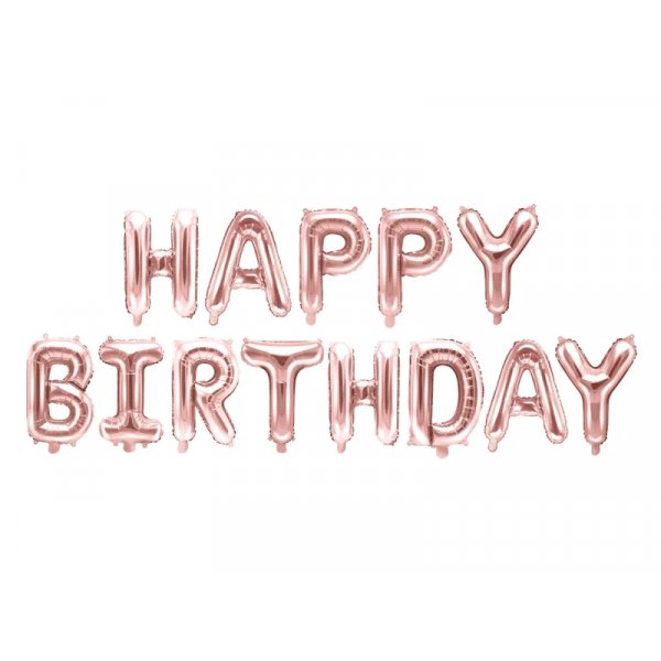 Folieballonger Happy Birthday, ros�