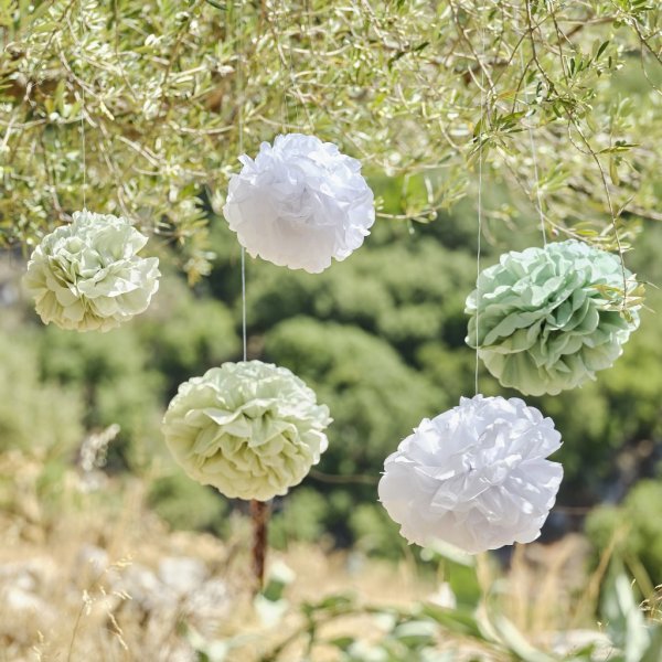 Pom Poms - 5-pack - Sage/Vit