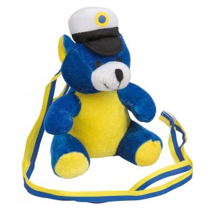 Studentdjur - Nallebj�rn - Bl�/Gul - 16 cm