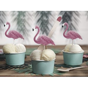 Cake Picks - Flamingos - Aloha - 6 st