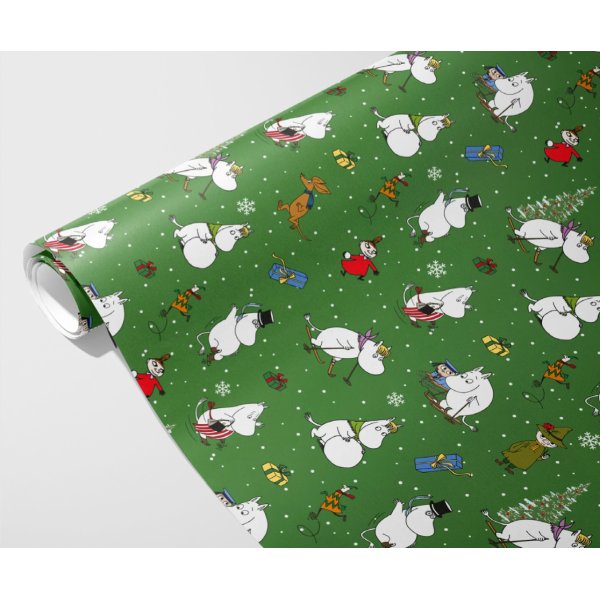 Presentpapper - Julpapper - Mumin - Grön - 4mx70cm Presentpapper - Julpapper - Mumin - Grön - 4mx70cm