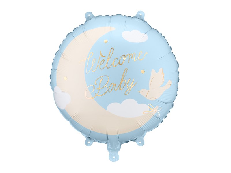 Folieballong Welcome Baby – Ljusblå – Baby Shower-ballonger, Baby Shower