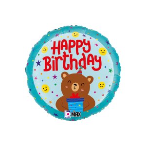 Folieballong - Birthday Smiley Bear - 46 cm Folieballong - Birthday Smiley Bear - 46 cm