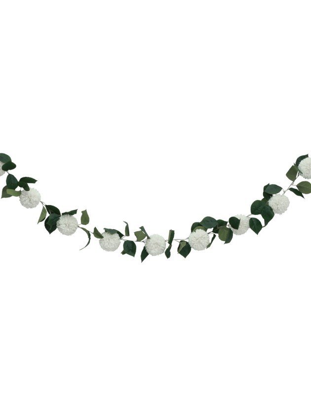 Blomstergirlang - Dahlior - Vit - 2,2 m - Baby Shower-dekorationer, Baby Shower