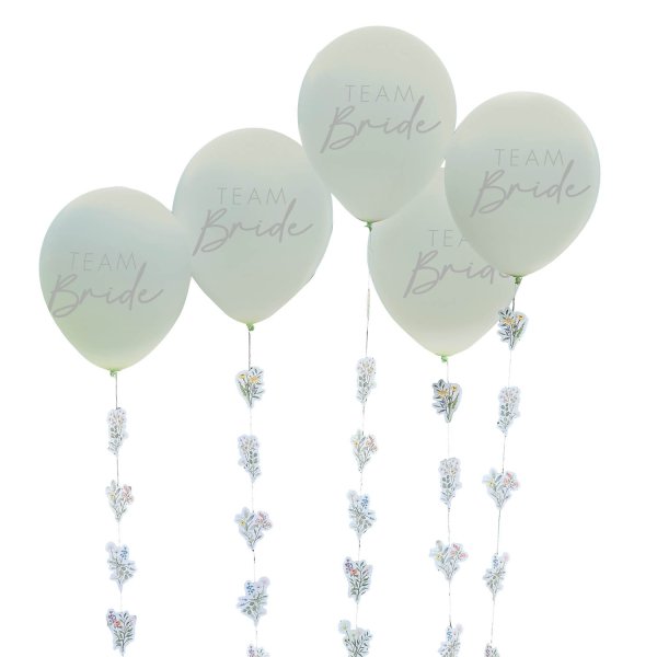 Ballong med tail - Team bride - Sage - 5-pack