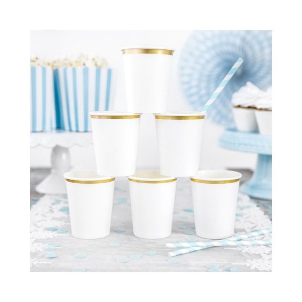 Pappersmugg Vita med Guldkant