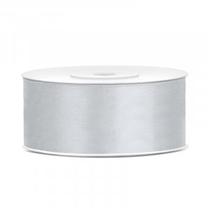 Satinband - 25 m - Silver - Bredd: 25 mm Satinband - 25 m - Silver - Bredd: 25 mm