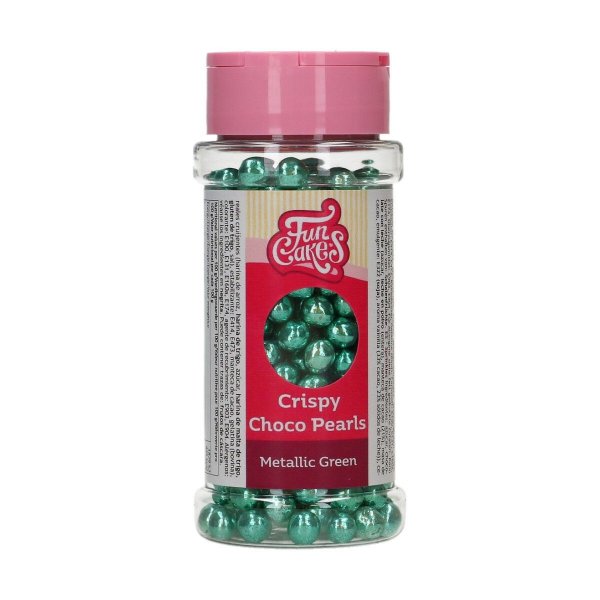 Krispiga chokladpärlor - Metallic Green - Funcakes - 60 g Krispiga chokladpärlor - Metallic Green - Funcakes - 60 g