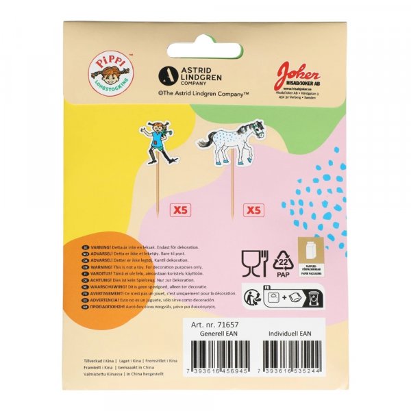 Partydekorationer - Pippi L�ngstrump - 10-pack