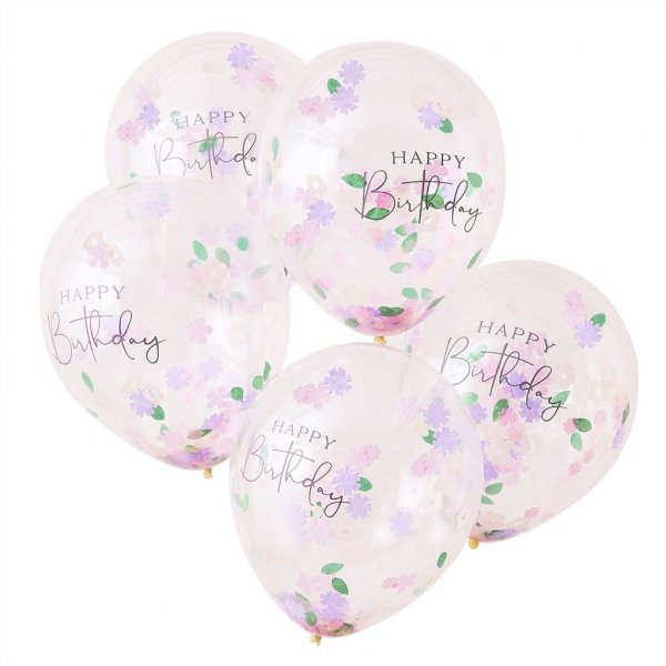 Konfettiballonger - Happy Birthday - Let\\\'s Partea - 5-pack