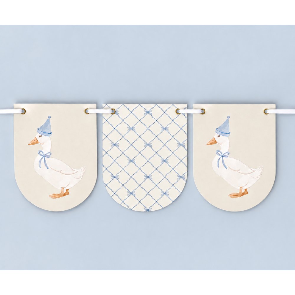 Vimpelgirlang - Birthday Duck - Lavenders Blue - 3,5 m - Hängande, Baby Shower-dekorationer, Baby Shower
