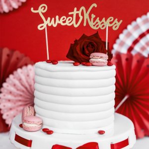 Cake Topper - Guld - Sweet Kisses