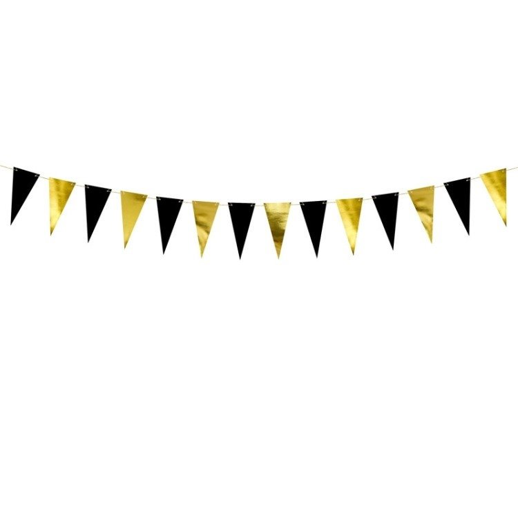 Vimpelgirlang - Mini - Svart & Guld - 2,1 m - Fyndhörnan