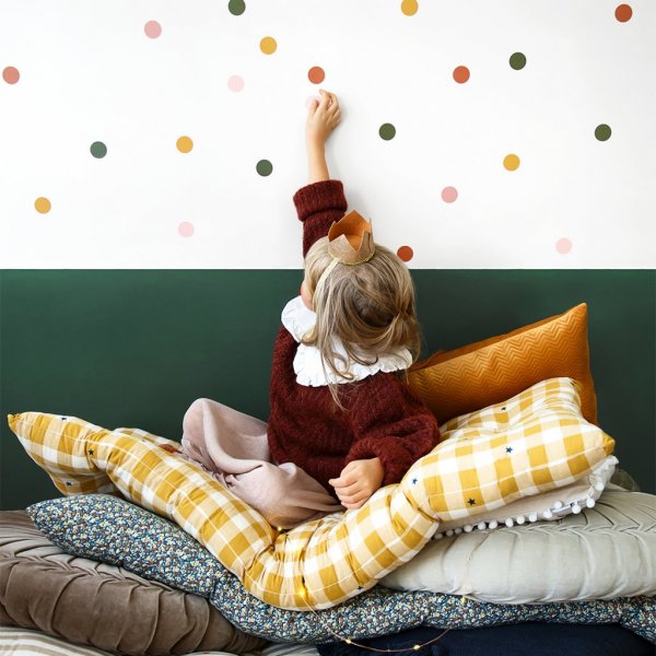 Väggstickers - Dots - Grön/Gul/Rosa Väggstickers - Dots - Grön/Gul/Rosa